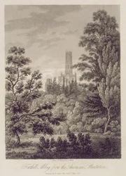 Fonthill Abbey vanaf de Amerikaanse plantage, uitgegeven door W. Clarke, New Bond Street, 1812