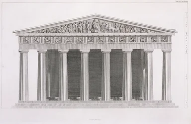 Vooraanzicht van een klassiek gebouw, Volume II, Hoofdstuk I, Plaat III, uit 