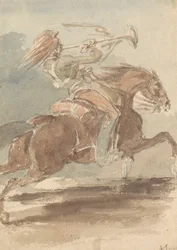 Trompettist op galopperend paard