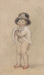 Een Kleine Jongen met Rode Schoenen (Kind met Rode Schoenen en een Hoge Hoed)