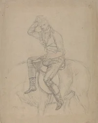 Sir Charles Blunt bij de dood van het zwijn: een studie voor een van de vier schilderijen van Ward uit 1815
