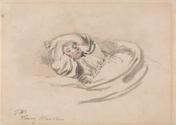 De zoon van de kunstenaar, Henry, slapend