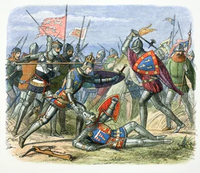 Henry V van Engeland aangevallen door de Hertog van Alençon bij de Slag van Agincourt, 1415