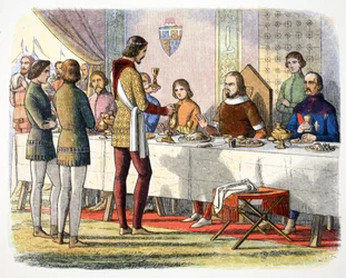 Prins Edward bedient John van Artois aan tafel na hem te hebben verslagen bij Poitiers, 1356 1864