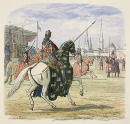Richard II stopt het duel tussen Hereford en Norfolk, uit A Chronicle of England BC 55 to AD 1485, pub. London
