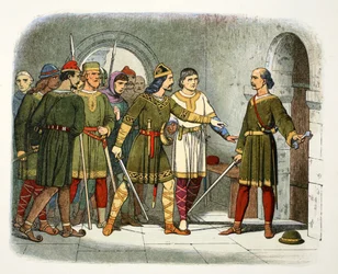 William de Breteuil verdedigt de schatkamer, Winchester, Hampshire, 1100 1864