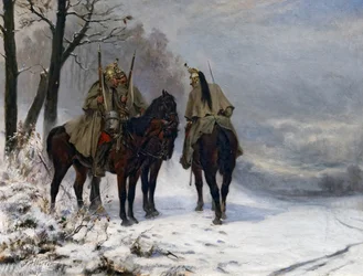 Drakenpatrouille in het veld in 1870, ca. 1890