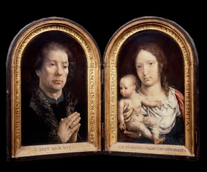 Diptiek Carondelet: links portret van de patroon Jean Carondelet, rechts de Maagd en het Kind
