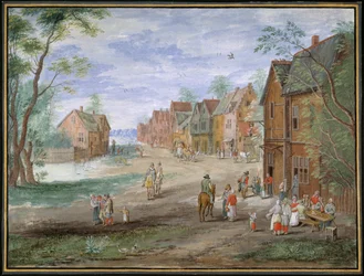 Het plein in Gouda in de winter