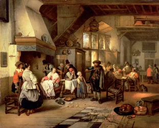 Interieur van een taverne met een blinde violist (detail)