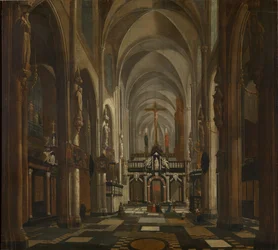 Interieur van de Sint-Donatiaanskathedraal in Brugge, ca. 1696