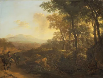 Italiaans landschap met muildierdrijver