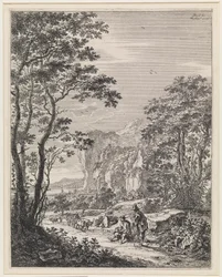 Landschap met een ossenwagen, gezicht tussen Ancona en Senigallia