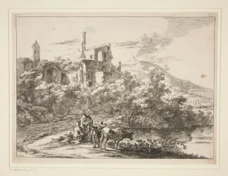 De twee koeien bij een rivier. Tivoli
