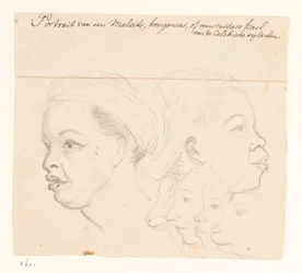 Portret van een Boeginees Portrait van een Maleits, bougenees, of maccassars karl van de Celebische eylanden.