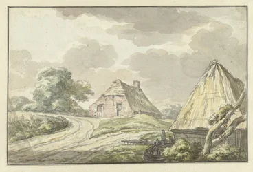 Boerenhuis aan de splitsing van een landweg
