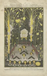 Vuurwerk afgestoken op 15 oktober 1745, de naamdag van Maria Theresia, in opdracht van Anthoni de Groot