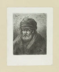 Oude man met baard en muts