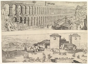 Het aquaduct van Segovia en het kasteel van Madrid