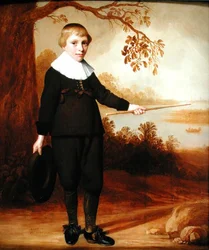Portret van een zevenjarige jongen in een rivierlandschap, 1640