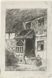 Gevel van een huis met een overdekte opgang
