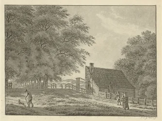Landschap bij Overveen met wandelaars