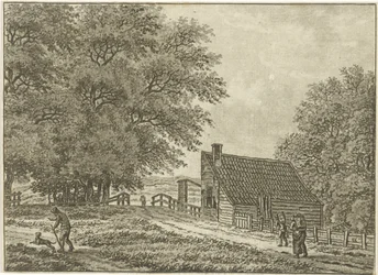 Landschap bij Overveen met wandelaars