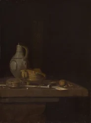 Stilleven met een aardewerken pot en een vuurkorf