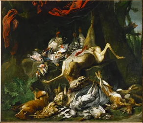 Stilleven van overvloedig wild (schilderij op doek)