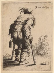 Bedelaar met twee krukken, 1632