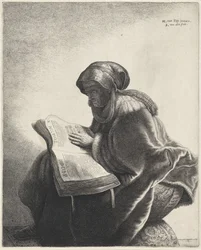 Lezende oude vrouw