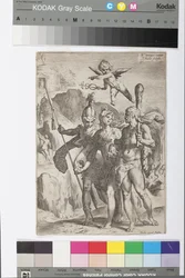 Minerva, geleid door Hercules en Mars