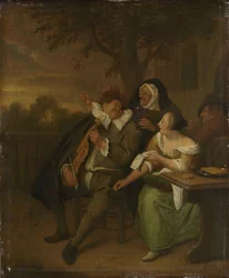 Man met viool in slecht gezelschap