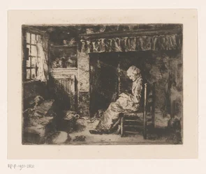 Zittende vrouw in een interieur