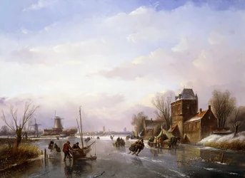 Schaatsers in een Bevroren Landschap
