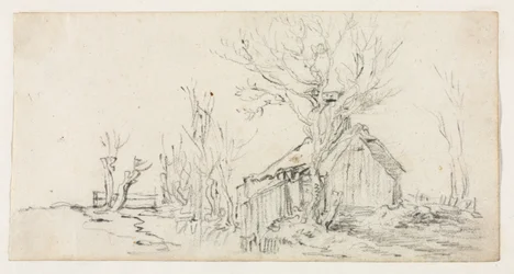 Schets van landschap met huisje, ca. 1630