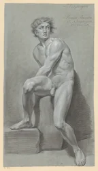 Zittend mannelijk naakt, van voren gezien (1e prijs 1791)