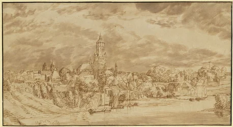 Gezicht op een stad aan de overzijde van een rivier