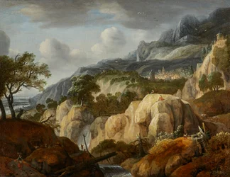 Berglandschap met een tekenaar