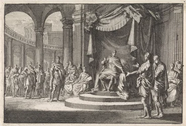 Alexander en Aristobulus verantwoorden zich voor keizer Augustus