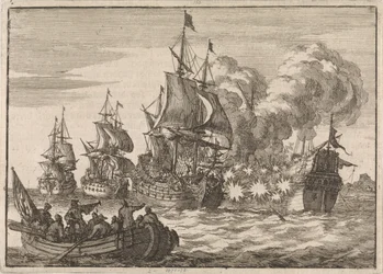 Bij Valencia wordt de Spaanse admiraal Papachino door drie Franse schepen onder admiraal Tourville aangevallen omdat hij niet snel genoeg salueerde, 1688