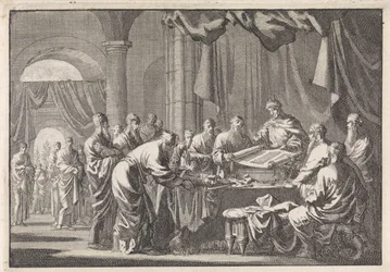 Bijeenkomst van de 72 vertalers van de wet op bevel van koning Ptolemeüs Philadelphus