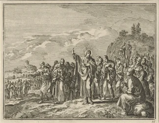Christus predikt voor een menigte in de openlucht