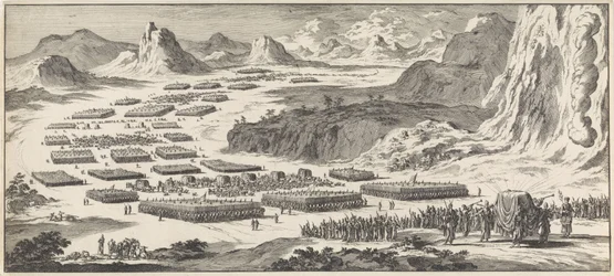 Legertocht van de twaalf stammen van Israël met het tabernakel