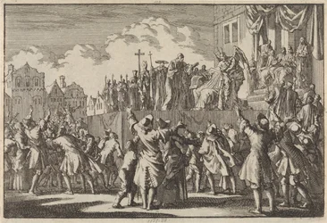 Straattoneel te Aberdeen waarin de katholieke godsdienst wordt bespot, 1689