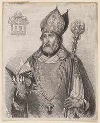 Andrzej Zebrzydowski, bisschop van Krakau - houtsnede naar een tekening van Jan Matejko