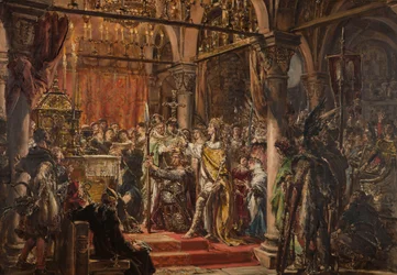 Kroning van de eerste koning. Anno Domini 1001