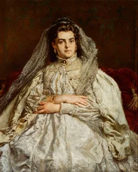 Portret van de vrouw van de kunstenaar, Teodora, in bruidskleding