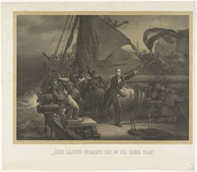 Jan van Speijk op het punt de lont in het ruim te gooien, 1831