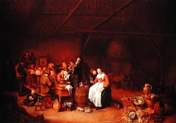 Boeren die feestvieren in een landelijke herberg